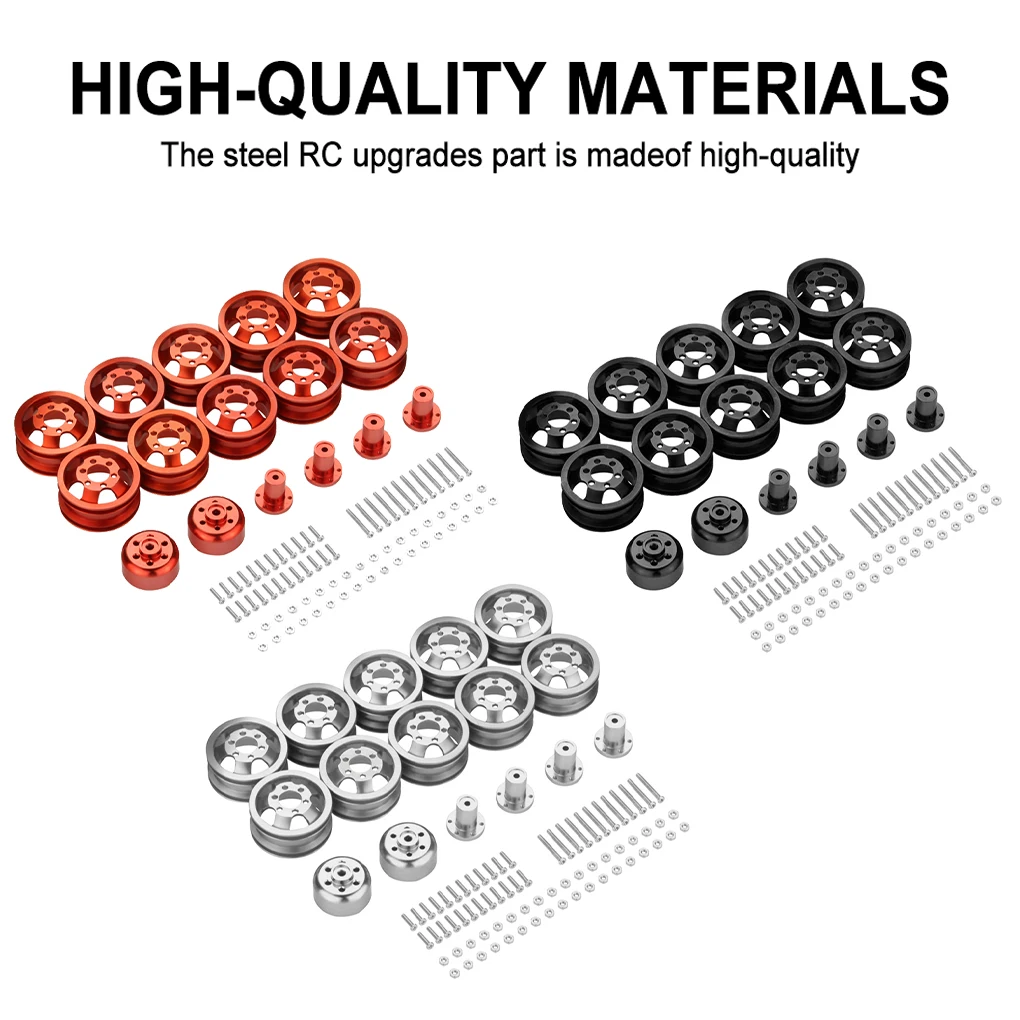 Cerchioni in metallo 1/16 in lega di alluminio 10 pezzi Cerchioni in metallo Rc antiurto per WPL C14 C24 B14 B24 B16 B36 Parte di auto RC
