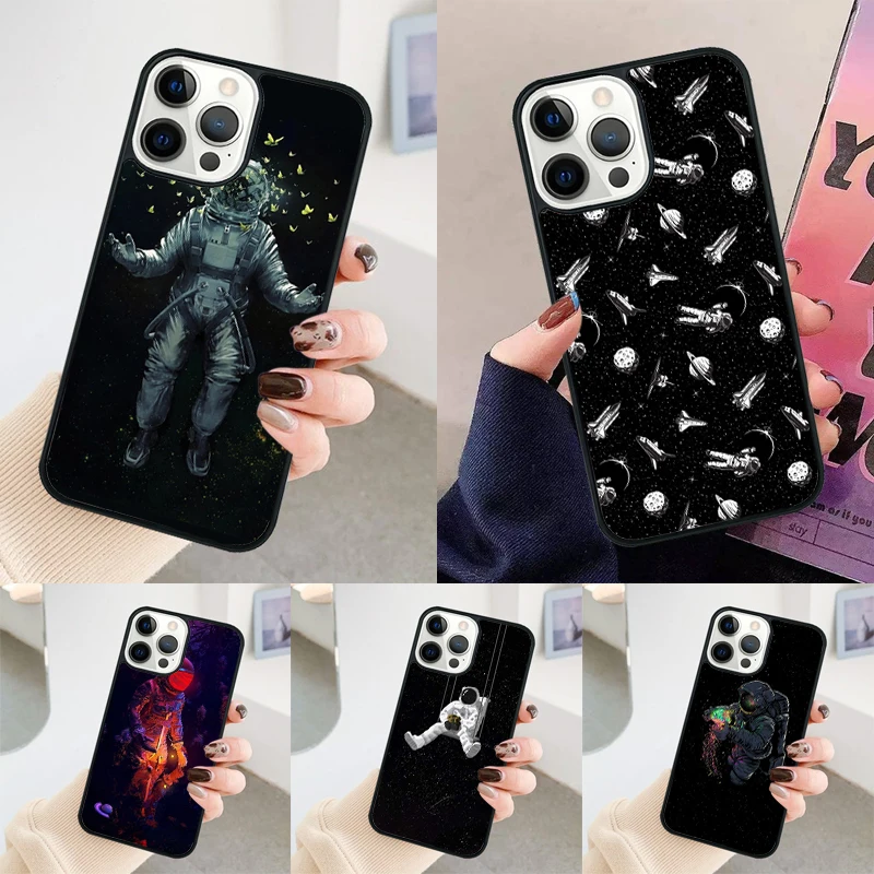 Astronaut Spaceship phone case Cover For iPhone 14 15 16 Pro Max SE 2020 coque For apple 11 12 13 Pro Max Mini 7 8 Plus