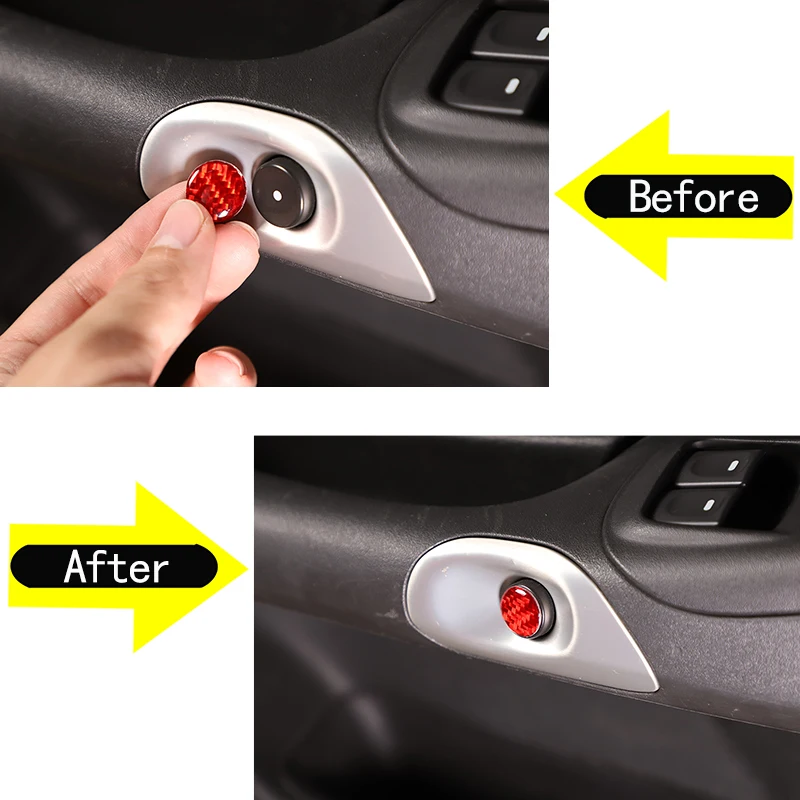 Para chevrolet corvette c6 z06 zr1 2005-2013 fibra de carbono macio interruptor da porta do carro botão capa guarnição adesivo acessórios do carro