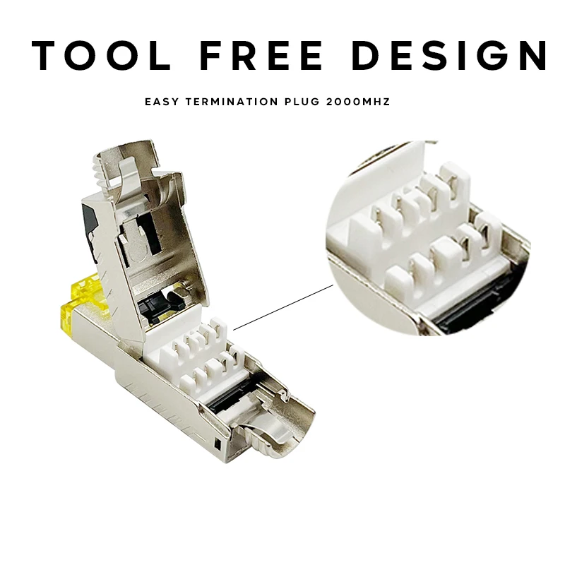 COMNEN 1-10pcs RJ45 Metal Tool Free Easy Termination Plug Cat7 Cable Internet Plug Toolless Connector Modular PLug for Ethernet