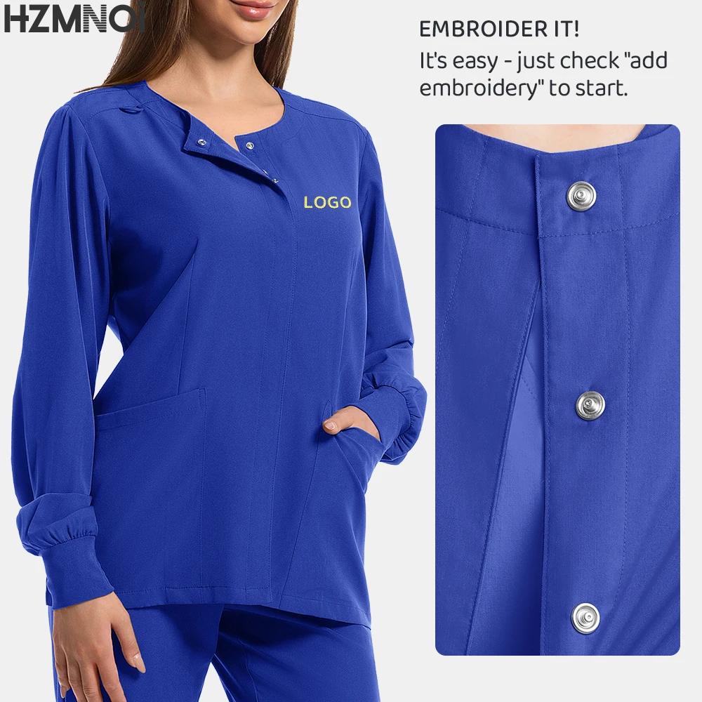 Tops de manga larga de tela elástica de Color sólido, pantalones para correr, uniforme de trabajo para sala de operaciones de laboratorio de farmacia Dental