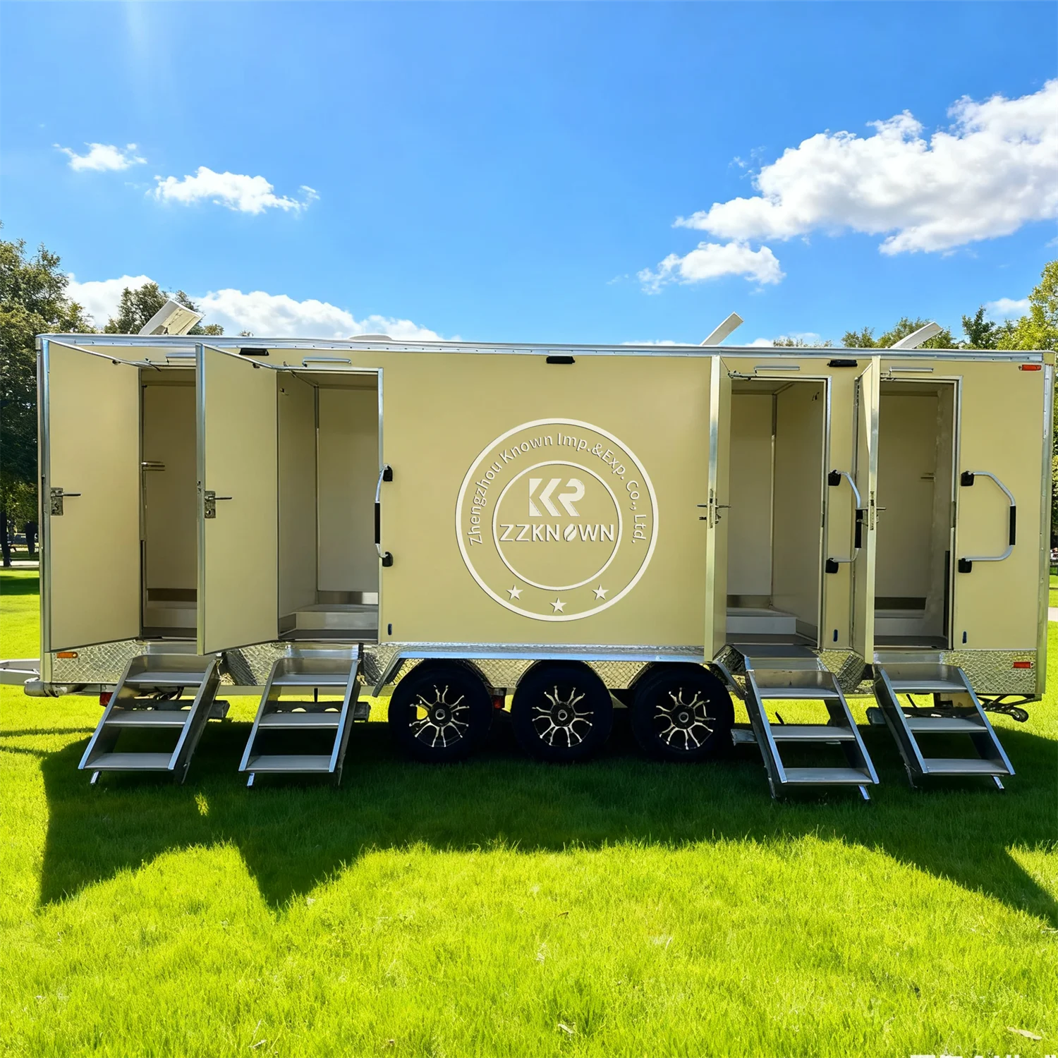 Luxury Portable Toilet Trailer Mobile Portable Shower Restroom Mobile Trailer Camping Toilet Trailer With Foldable Handrail