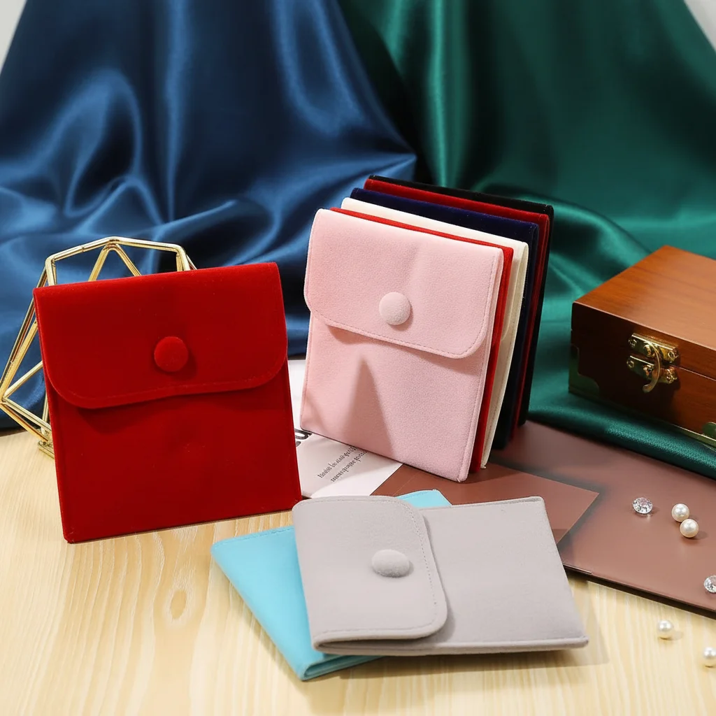 

Jewellery Pouch Packaging Bag Soft Velvet Gift Bracelet Necklace Earrings Rings Storage Button Velvet Bag 7x7cm