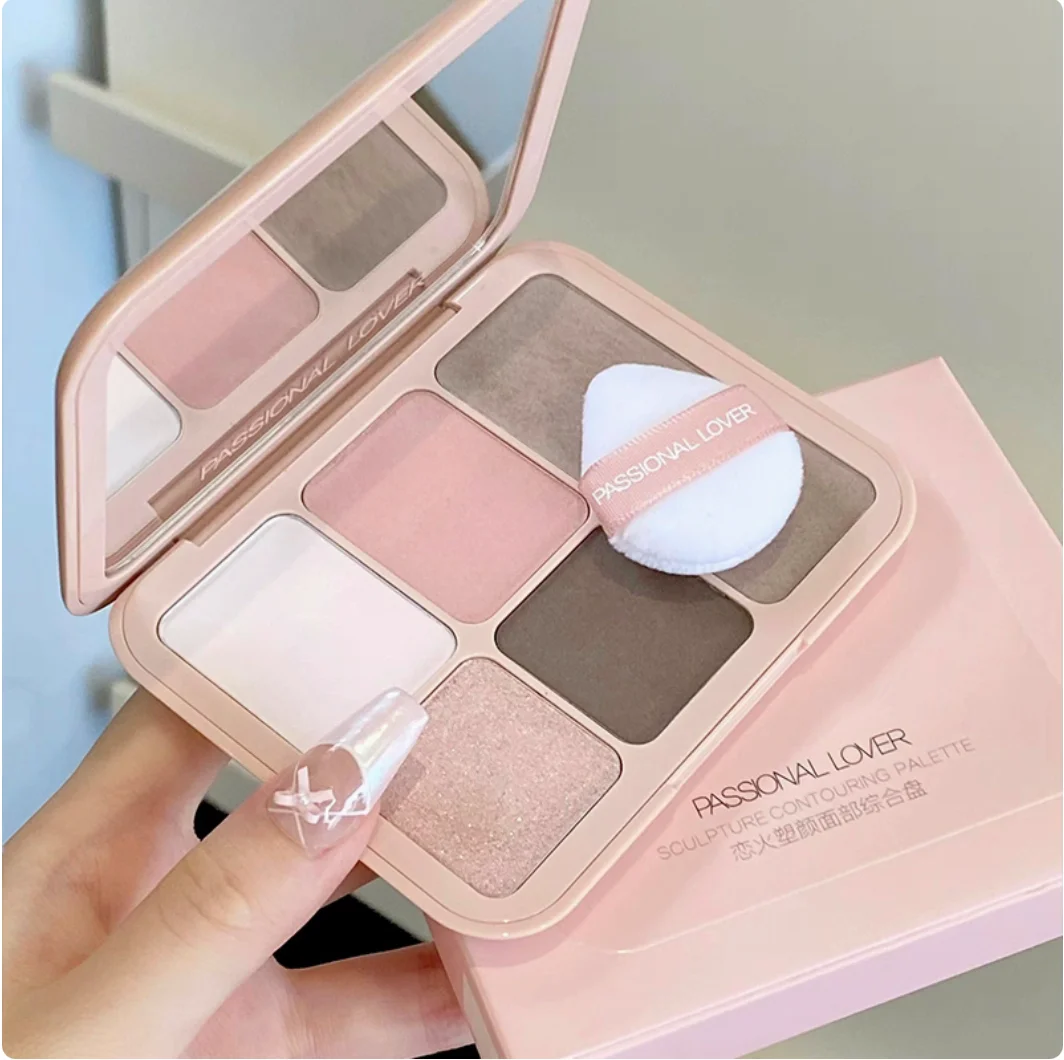Amante da paixão PL Escultura Contorno Paleta Sombra/Fard/Resaltador Versátil Multiuso Maquiagem Facial Cosméticos
