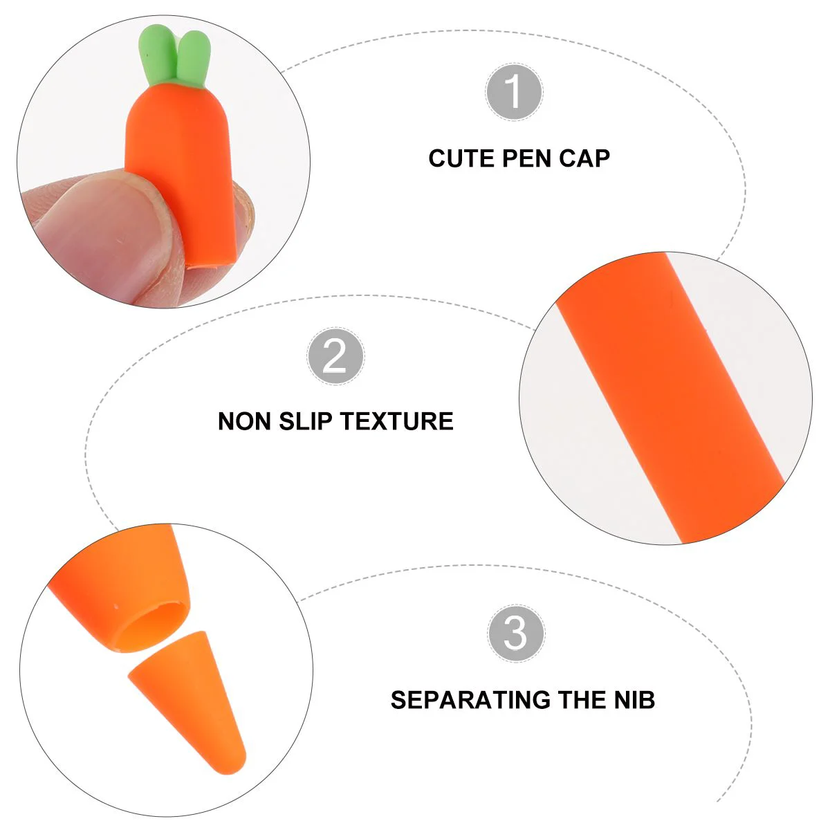 Lead Pencils Case Stylus Anti-slip Cover Sleeve Non-slip Silicone Carrot Orange Protective