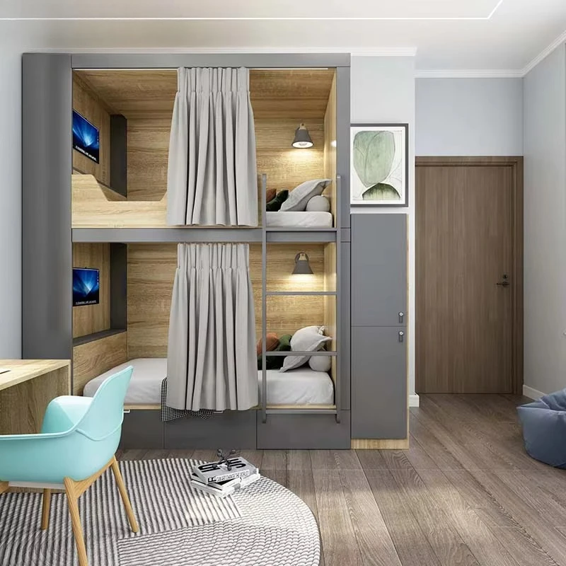 Custom Factory Furniture Set Capsule Hotel Bed for Hostels & Apartments Separate Space Bunk Bed for Hotels & Bunk Beds
