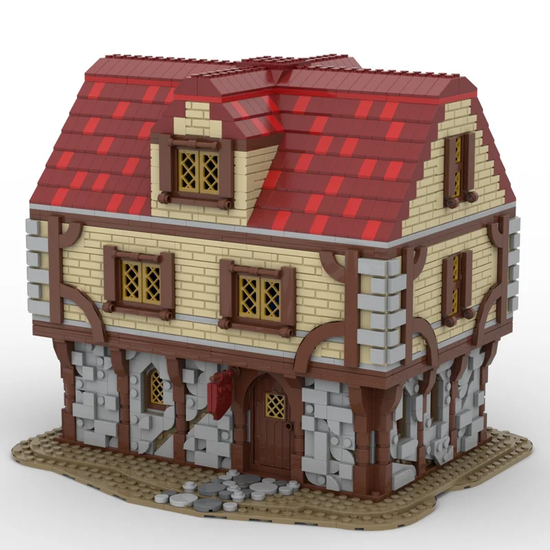 3191 pçs moc fortaleza medieval modelo de construção luxo albergue modelo arquitetura bloco diy crianças montagem tijolos brinquedos populares presente