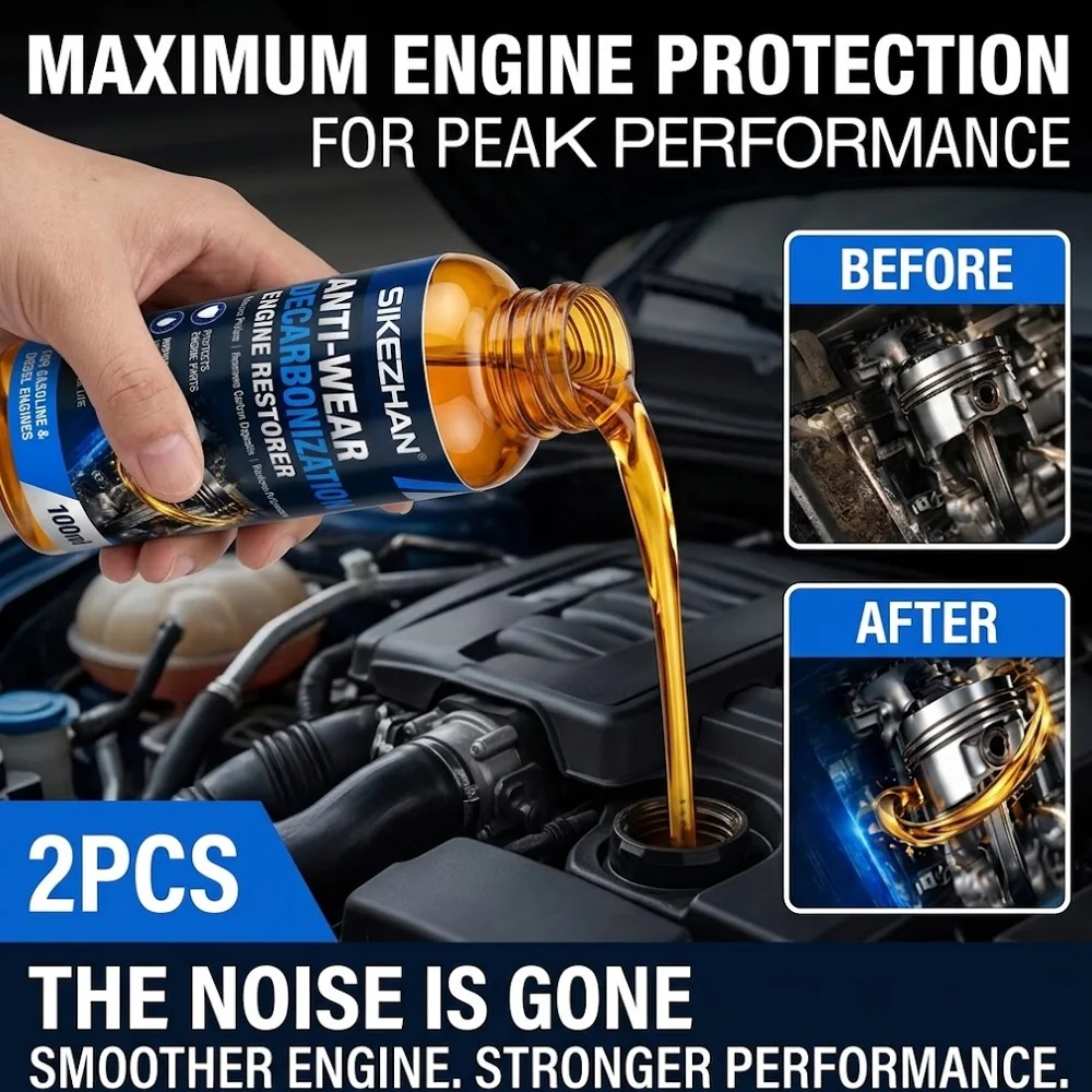 Engine Restorer Oil Additive Treatment Anti Wear Friction Reducer for Cylinder Piston Carbon Cleaner for Gas Diesel Engine Cars