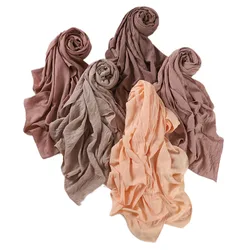 Soft Wrinkled Long Scarf For Women Summer New Solid Color Sunscreen Crumpled Scarves Shawl Foulard Viscose Female Wrap Shawls