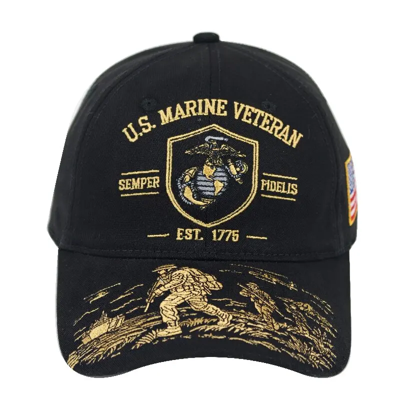 US Marine Veteran Hat Embroidered Eagle Globe Anchor Semper Fidelis Military Cap Patriotic Gift For Veteran Black Khaki Green