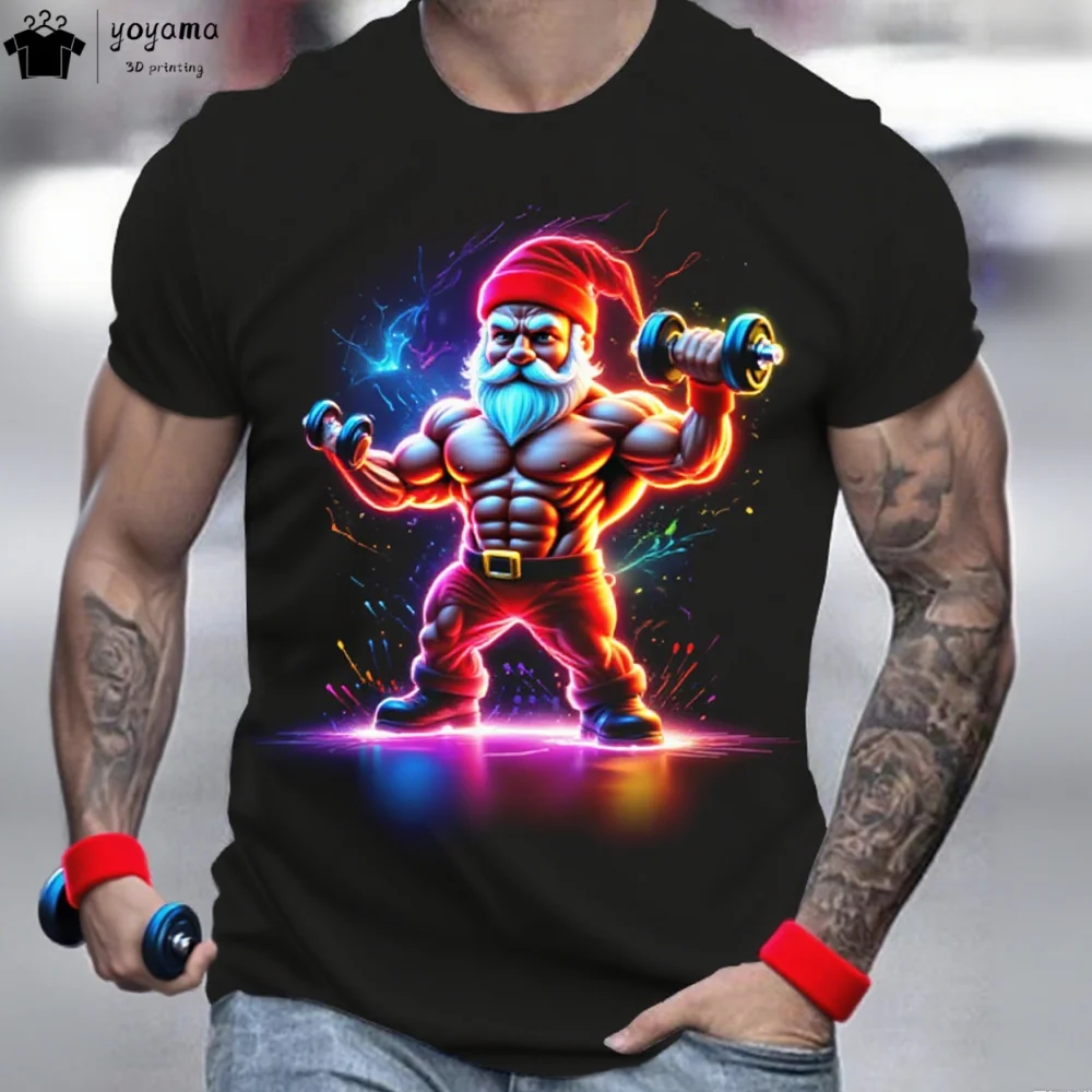 

Мужская одежда, рождественская забавная рубашка, рубашка с коротким рукавом, мужские топы, повседневная одежда с круглым вырезом, футболка в стиле Харадзюку, свободная мужская футболка