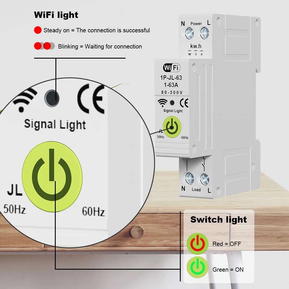 Tuya WiFi Intelligent Circuit Breaker ON OFF Timing Energy Meter Automatic Reclosing Protector with Metering and Prepaid Functio
