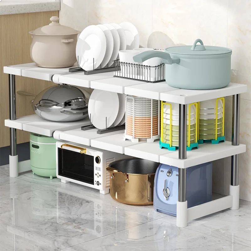 

Multi Functional Stretchable Kitchen Storage Organizer Holder Rack for Space Saving Storage Shelves in Cabinet For Bathroom