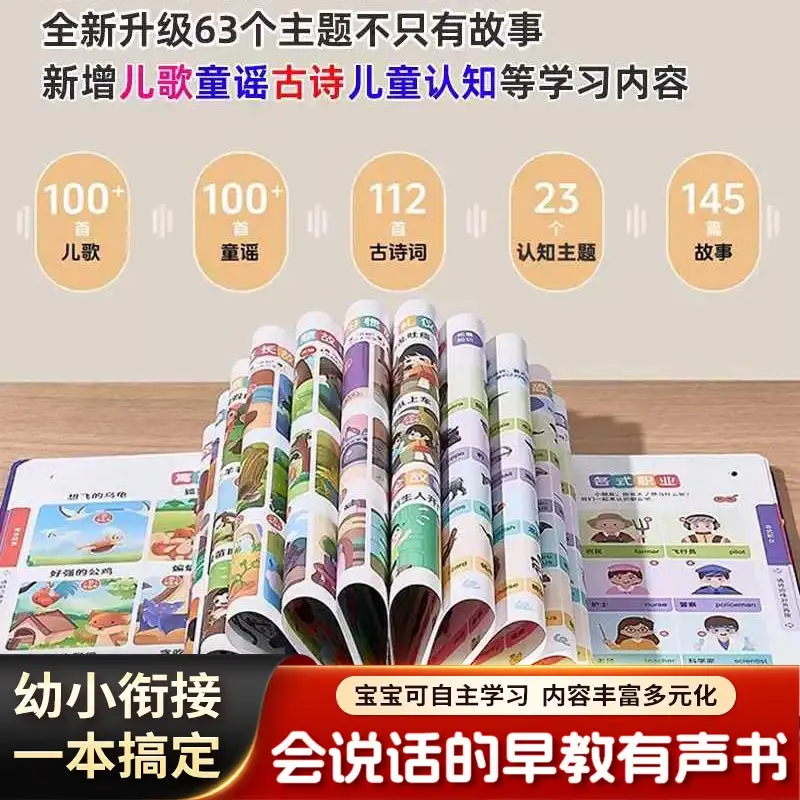 Fun Learning Toy for Kids, Intelligent Finger Point Reading Sound Book, English Words Audio Talking Book for Early Language