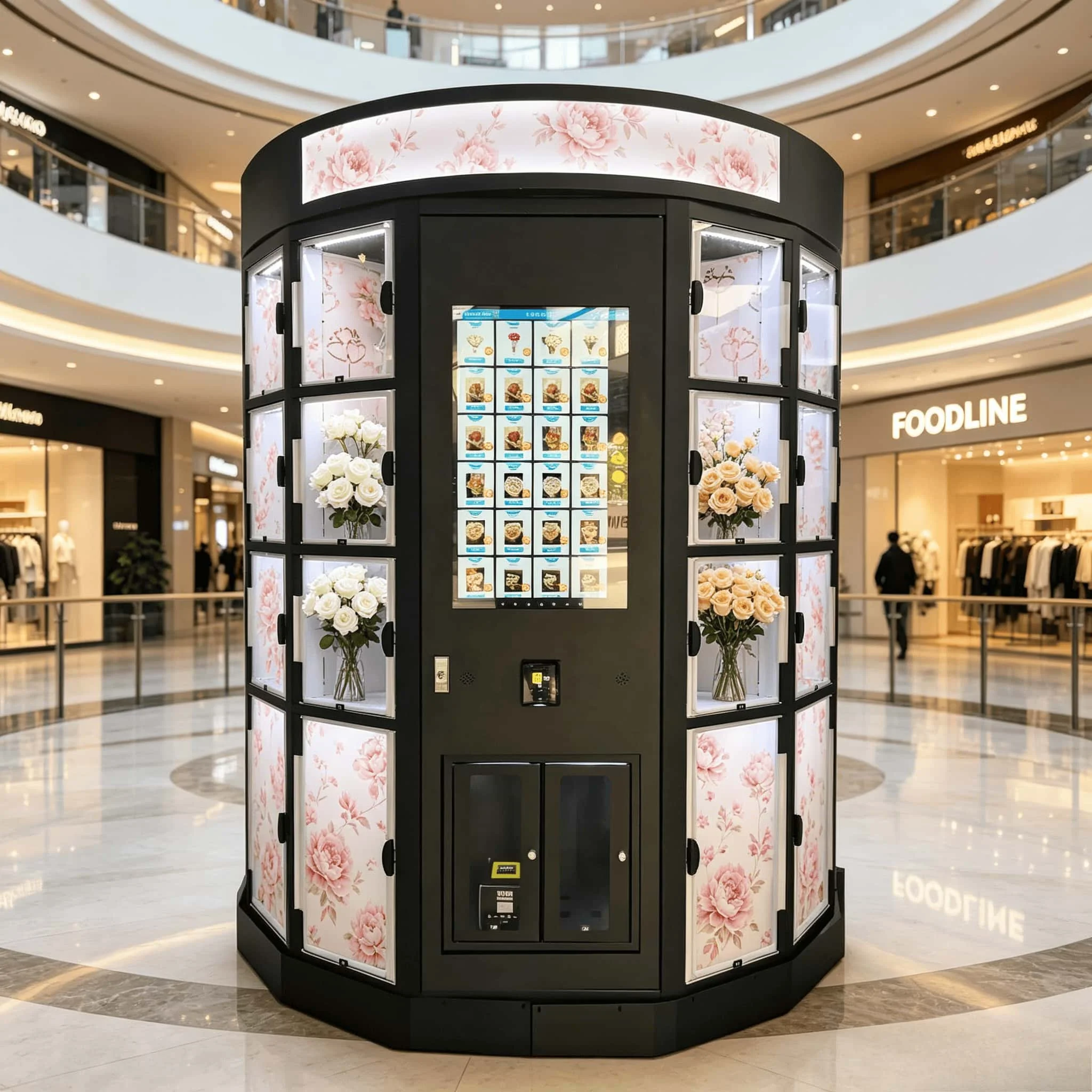 FOODLINE High End Touch Screen Flower Vending Machine Precise Humidity Control Luxury Bouquet Locker for Airport Terminal