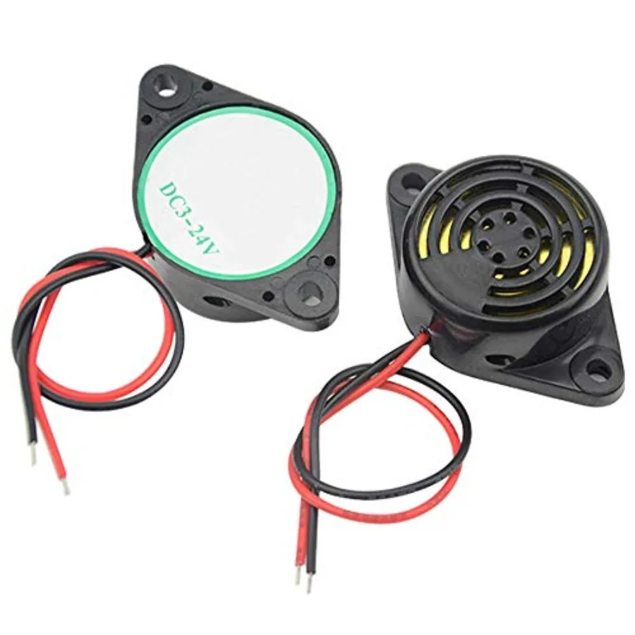 5 PCS DC 3-24V Electronic Buzzer Alarm Sounder Continuous Beep and 5 PCS 9V Battery Clip Connector Kit