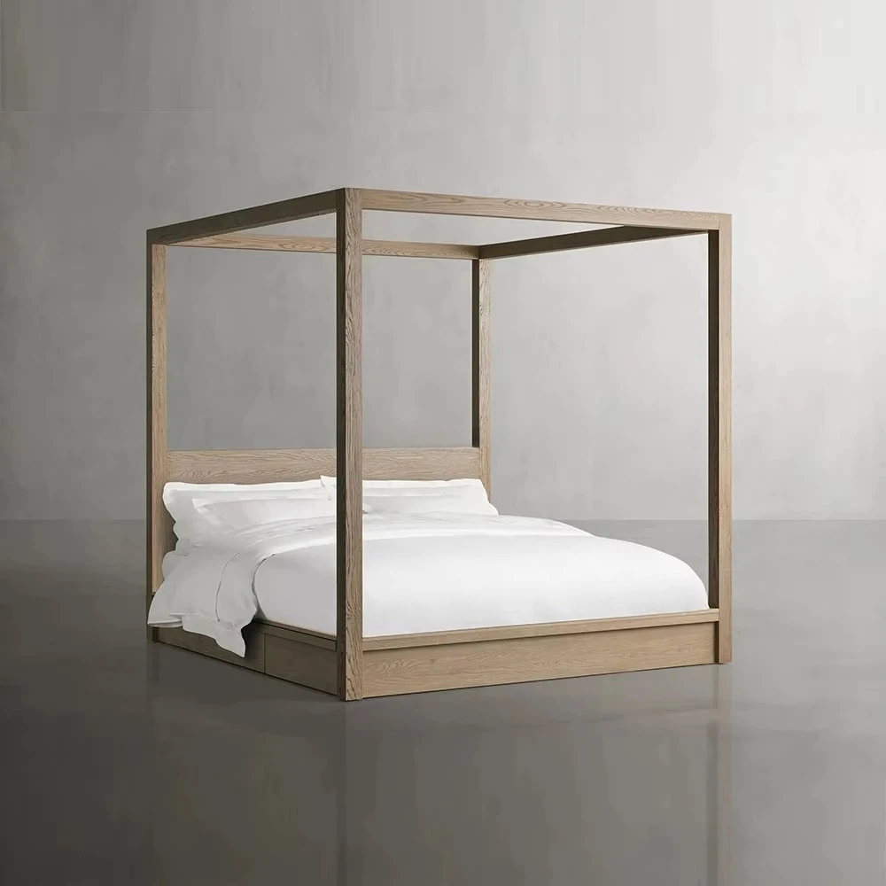 

OE-King Size High Quality Hot Sale Bedroom Furniture Canopy Bed Frame With Storage·