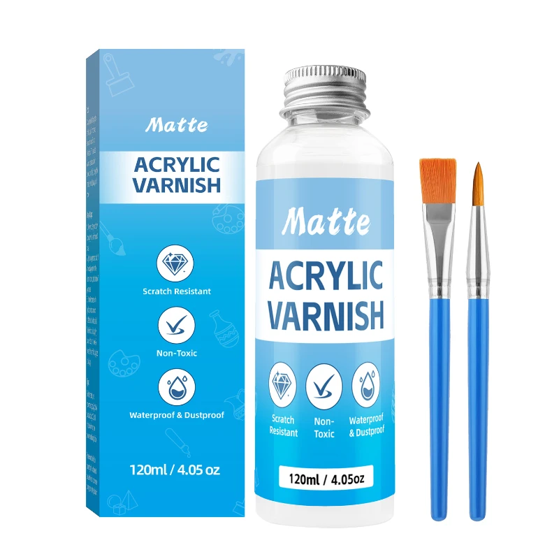 60/120ML Matte Varnish for Acrylic Paint & Plaster Figurines - Water-Based Dust-Proof Sealer, DIY Crafts Protective Coating
