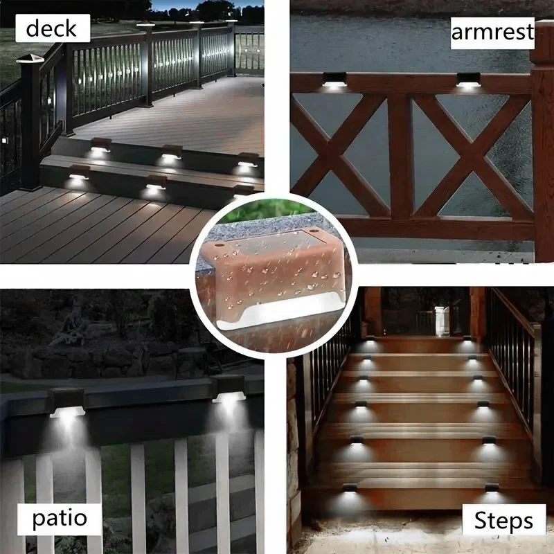 8/1 pezzi luci solari a LED lampada da giardino per esterni lampada da ponte lampada solare per scale lampada da gradino solare impermeabile arredamento da giardino per patio