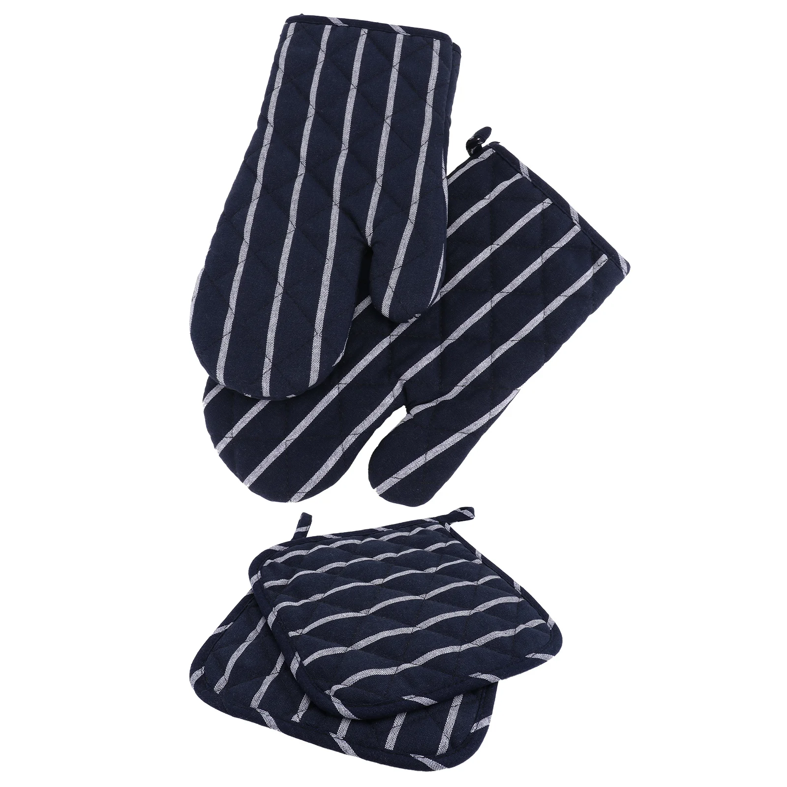 

2Set Oven Mitt and Pot Holder Heat Resistant Kitchen Accessories Dark Quilted Cotton Washable Safe Hot Dish