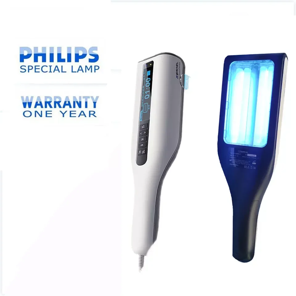 

Factory Price KN-4006BL1 Handheld 2 Lamps 311nm narrow band UVB lamps phototherapy for vitiligo psoriasis eczema treatment