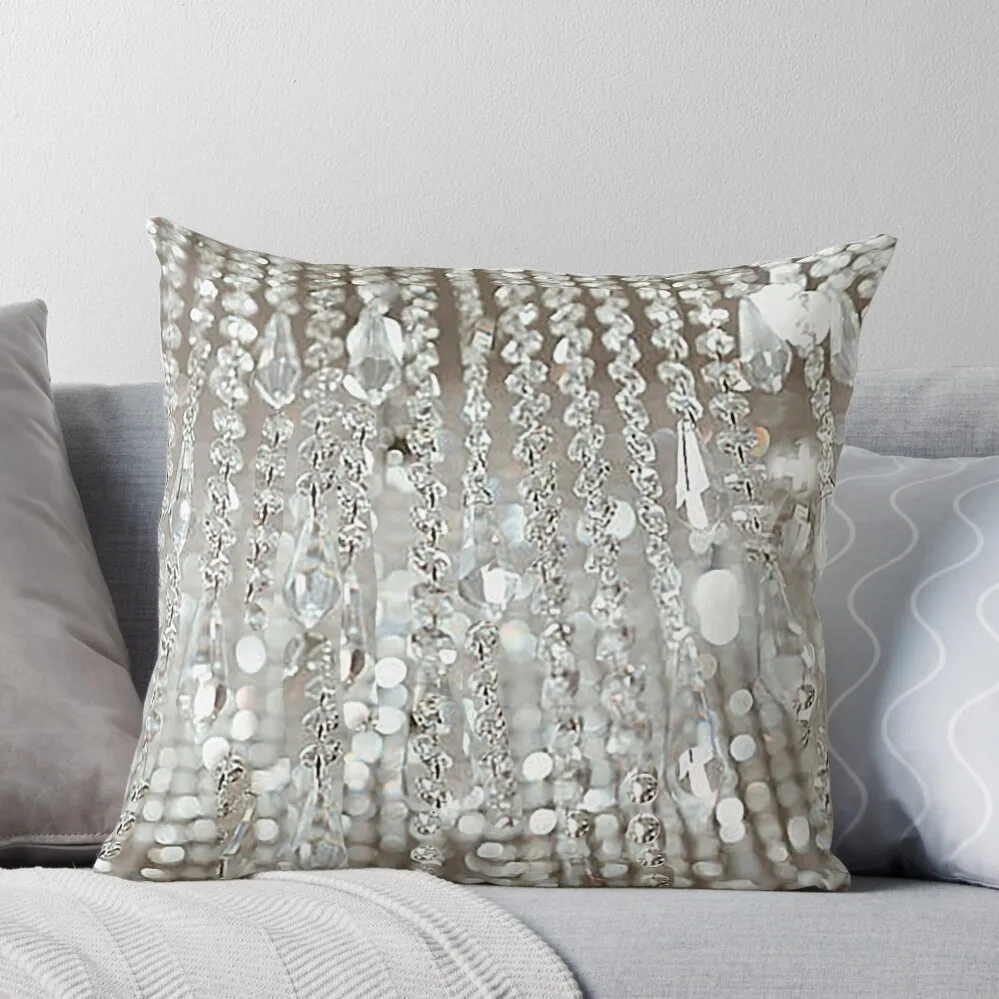 Photographic Image of Chandelier of Crystals and Light Throw Pillow Decorative pillowcase Marble Cushion Cover