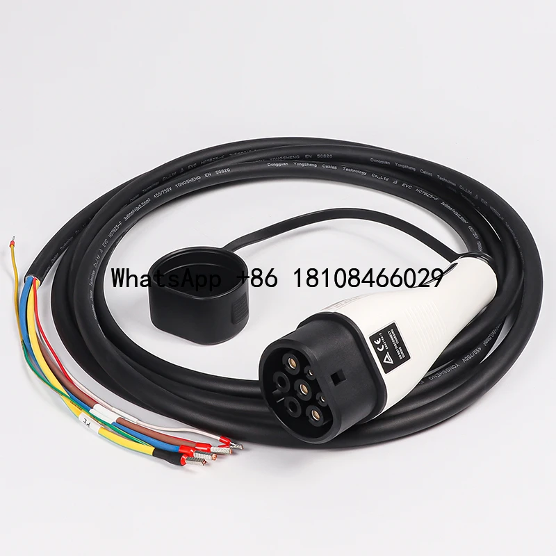 

3-T2-32 IEC 62196-2 Type 2 Female Charging Single Plug 32A 400V 22KW Three Phase Connector with 5 Meters Cable for c