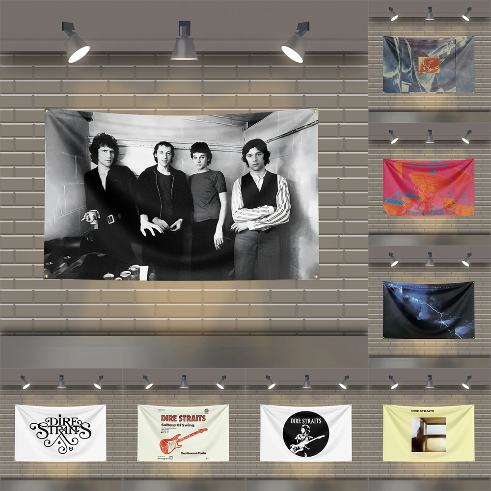

3x5 Ft D-Dire-Straitss Heavy Metal Band Flag Rock Music Wall Banner for Bedroom Studio Bar Concert Outdoor Decor