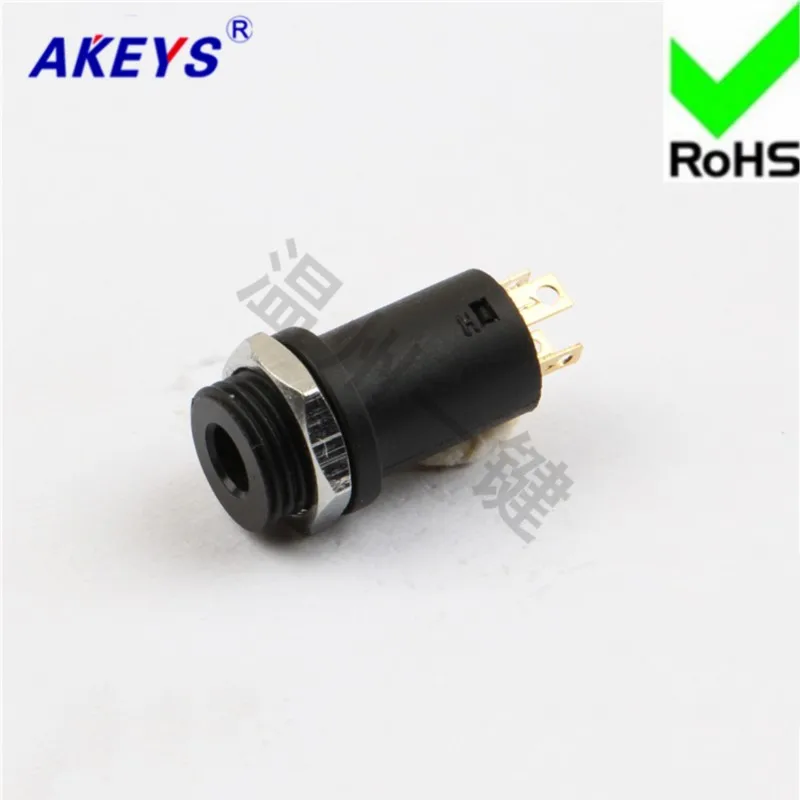 10  pcs PJ-3164 socket headphone socket 4 foot pin with thread 3.5 MM socket master seat power socket