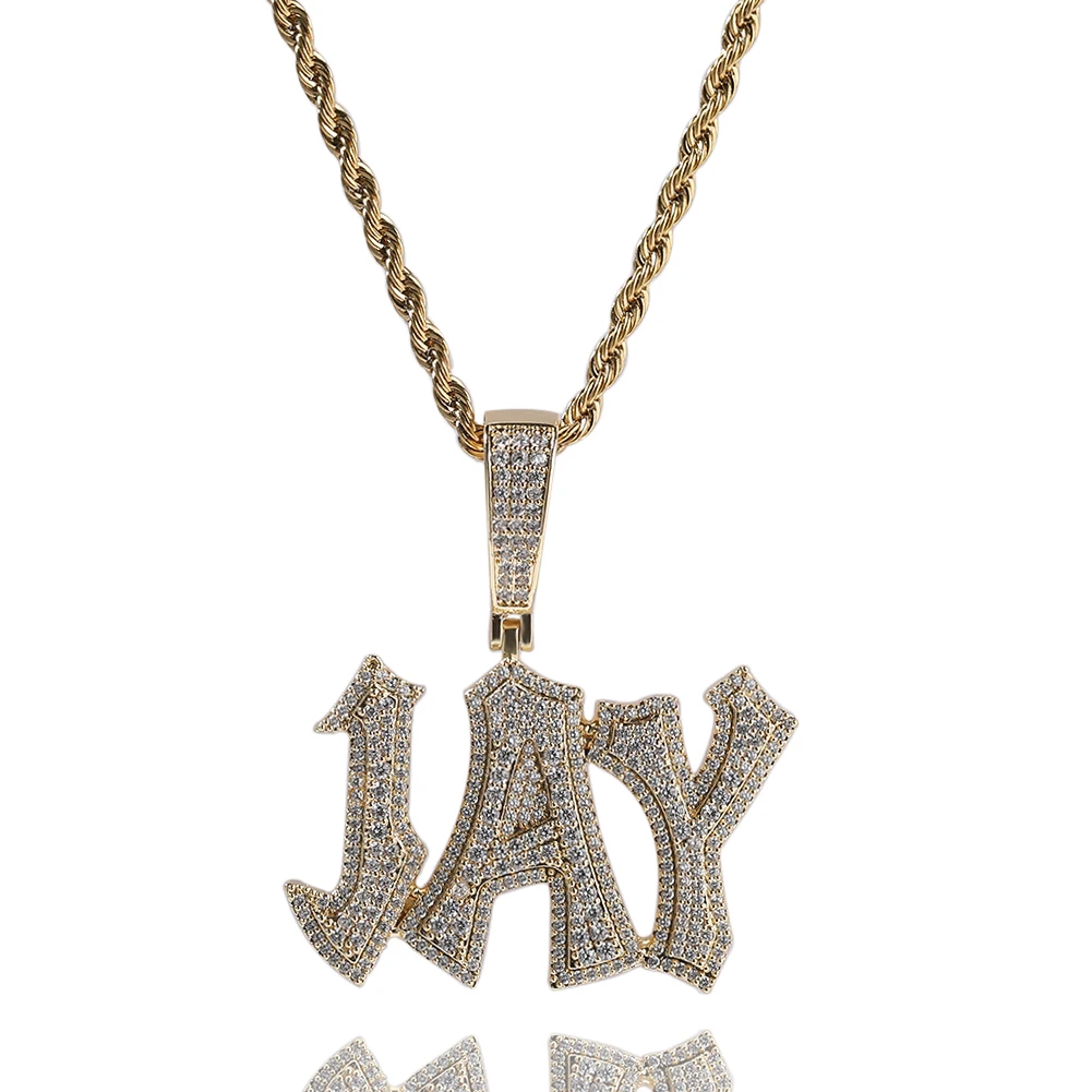 

UWIN индивидуальное ожерелье с подвеской в виде букв для женщин и мужчин Iced Out кубический цирконий имя подвески ожерелье модные украшения для подарка