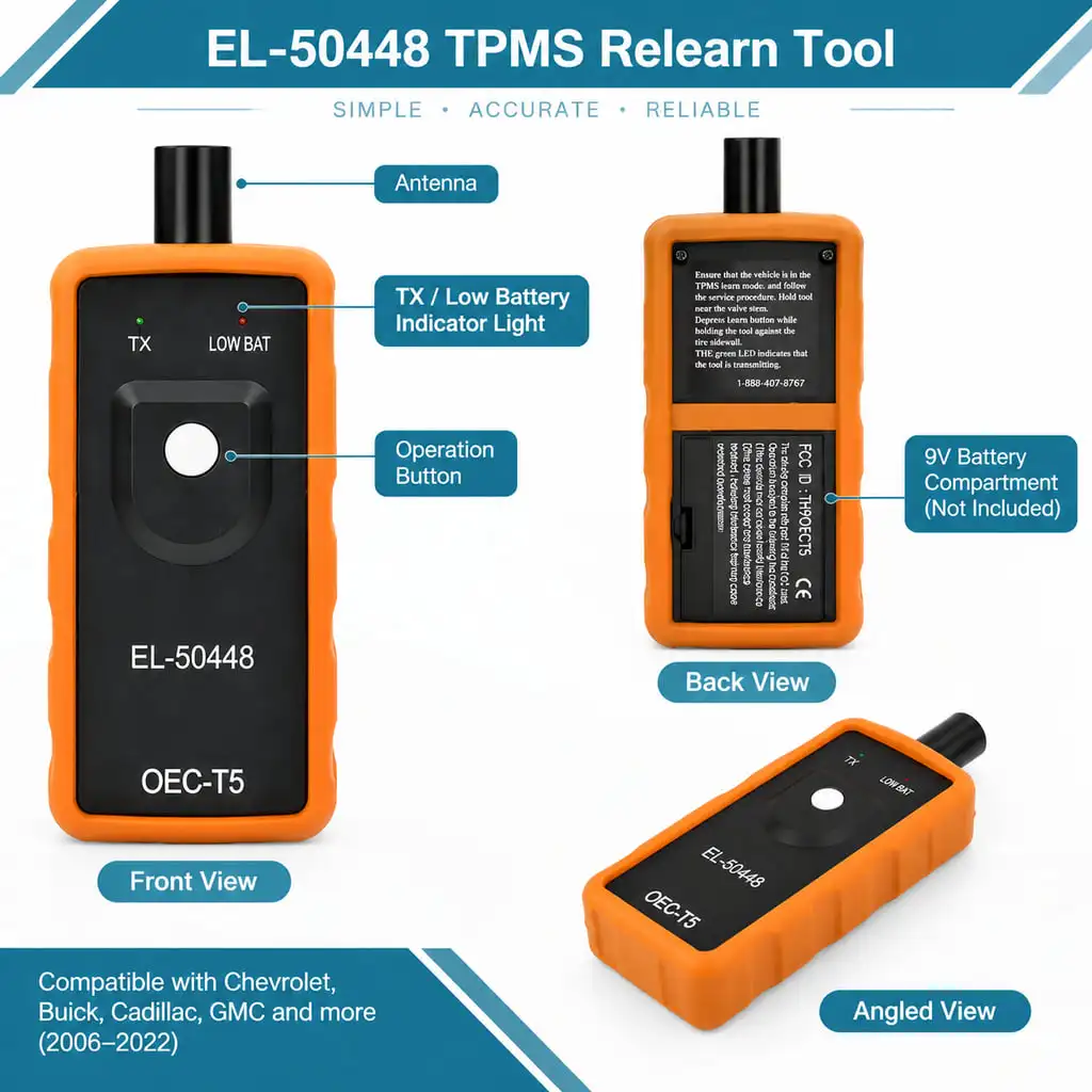LANKE EL50448 TPMS Relearn Tool Fit for Chevy Buick Cadillac GMC 2006-2022 Tire Pressure Sensor Activation System