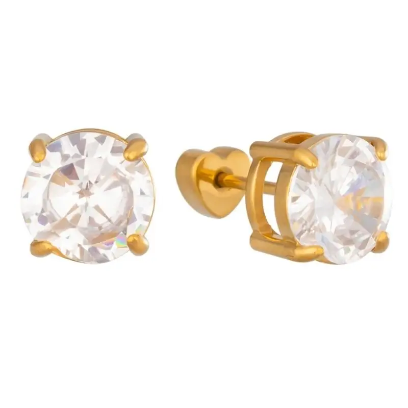 A52E Post Back Clear Stone Ear Studs, Zirconia Pair for Everyday Jewelry Styling, Work Looks, Date Ready Wear and Social Plans