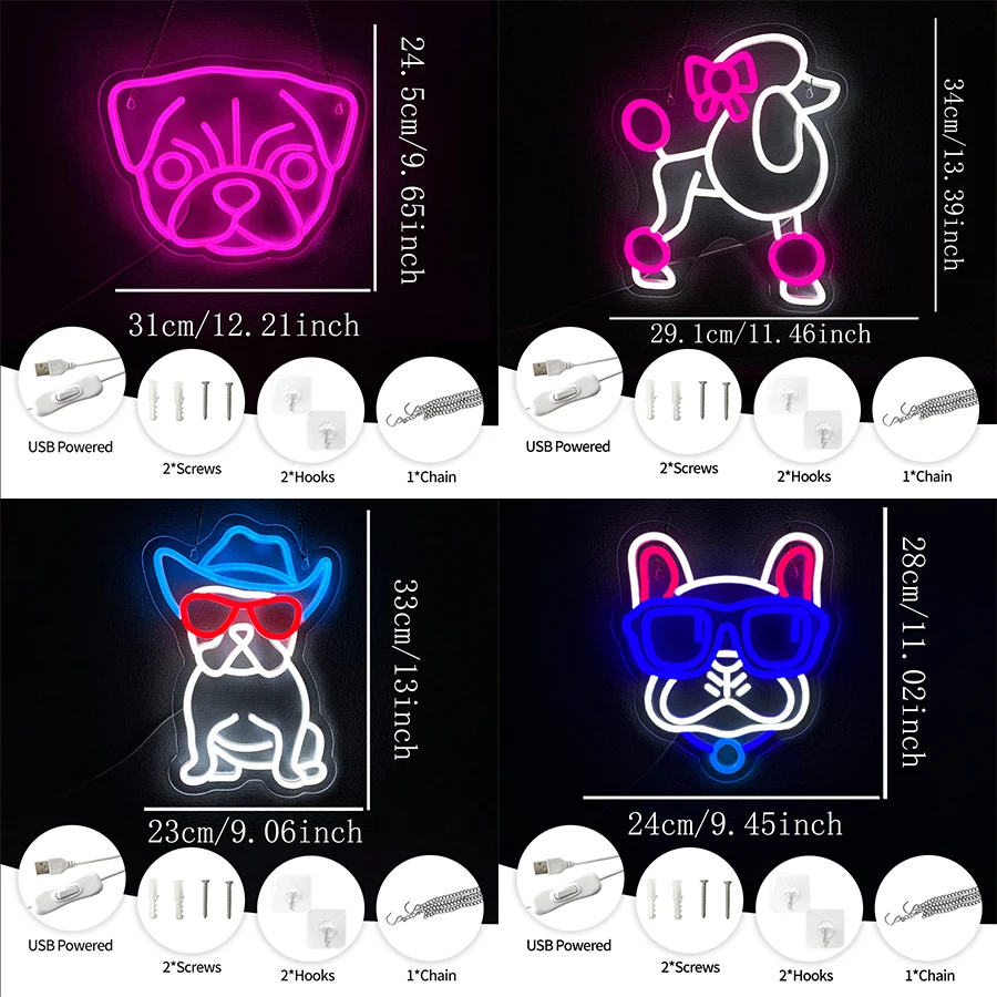 Lovely Dog Neon Sign, Cool Led Wall Art Decor, Used For Bedroom Home Bar Club Game Room Pet Store Birthday Party Wall Lamp.