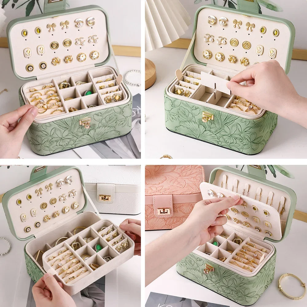 

Коробка-органайзер для колец, элегантная коробка для хранения браслетов, компактная коробка для хранения ювелирных изделий для путешествий, дома
