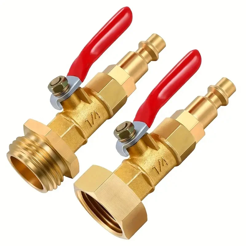 1/4“ DN8 External Thread Brass Quick Connector With Ball Valve Winter Garden Pipe Sprinkler Antifreeze Blow Out Water Adapter