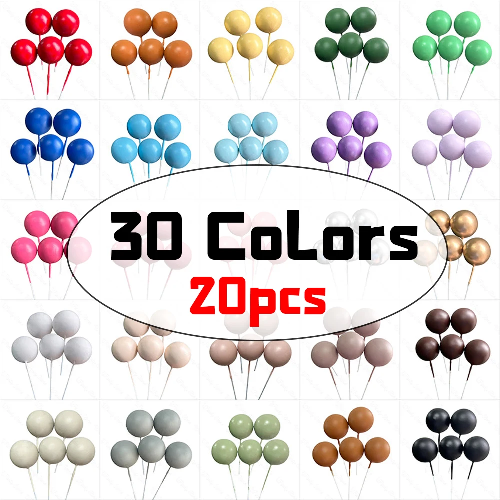 20ชิ้นลูกบอลเค้กT Oppersโลหะเงินทอง2-4เซนติเมตรขนาดที่แตกต่างกันที่มีสีสันลูกเค้กT Oppersสําหรับวันเกิดงานแต่งงานตกแต่งคริสต์มาส