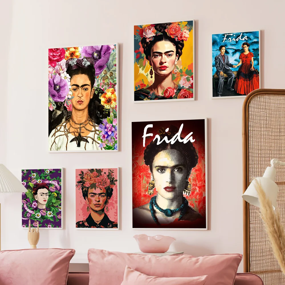 F-Frida K-Kahlo Movie Movie Sticky Posters Fancy Wall Sticker For Living Room Bar Decoration Vintage Decorative Painting