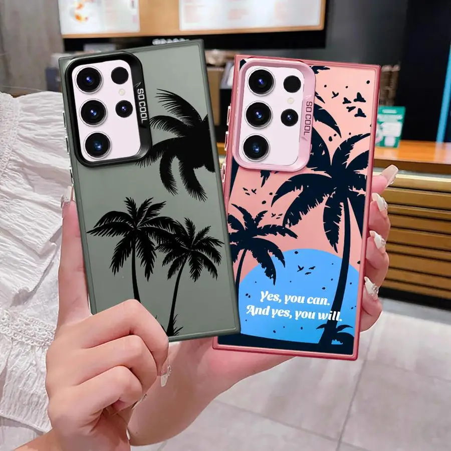 Case for Samsung Galaxy S26 Ultra S20 FE S24 FE S21 Note 20 S23 S22 S25 Edge Phone Cover Simple Coconut Tree