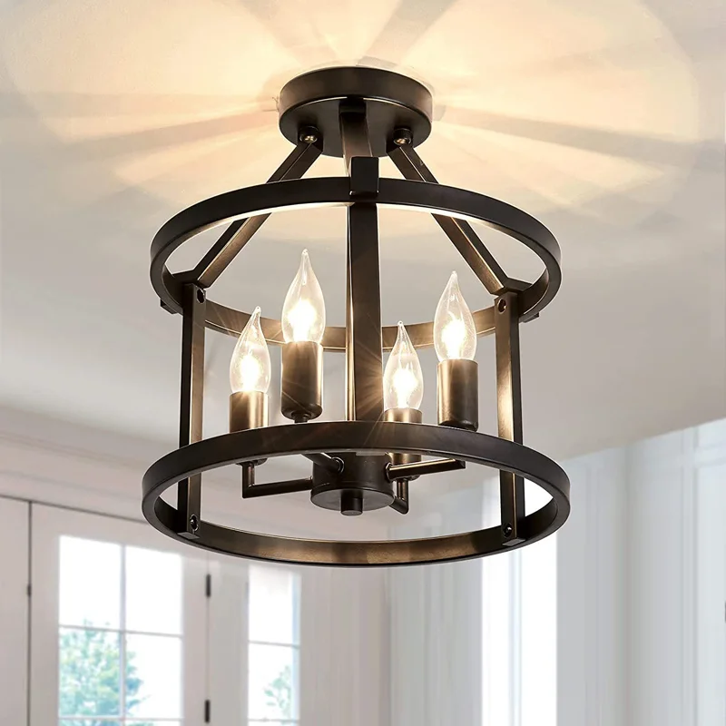 

Retro American Vintage Chandelier Ceiling Light Farmhouse Living Room Dining Room Porch Lamp Kitchen Table Lamp E14 Ceiling lamp