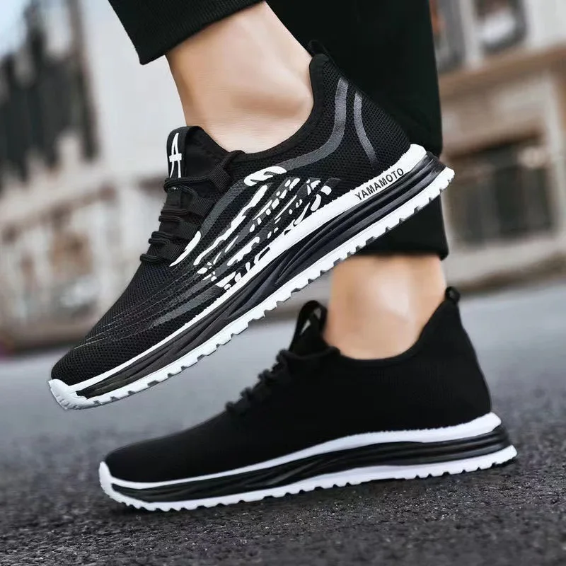 

New Men's Casual Shoes Lace-up Men's Shoes Light Comfortable Breathable Walking Sports Soft Sole Heightening Shoes