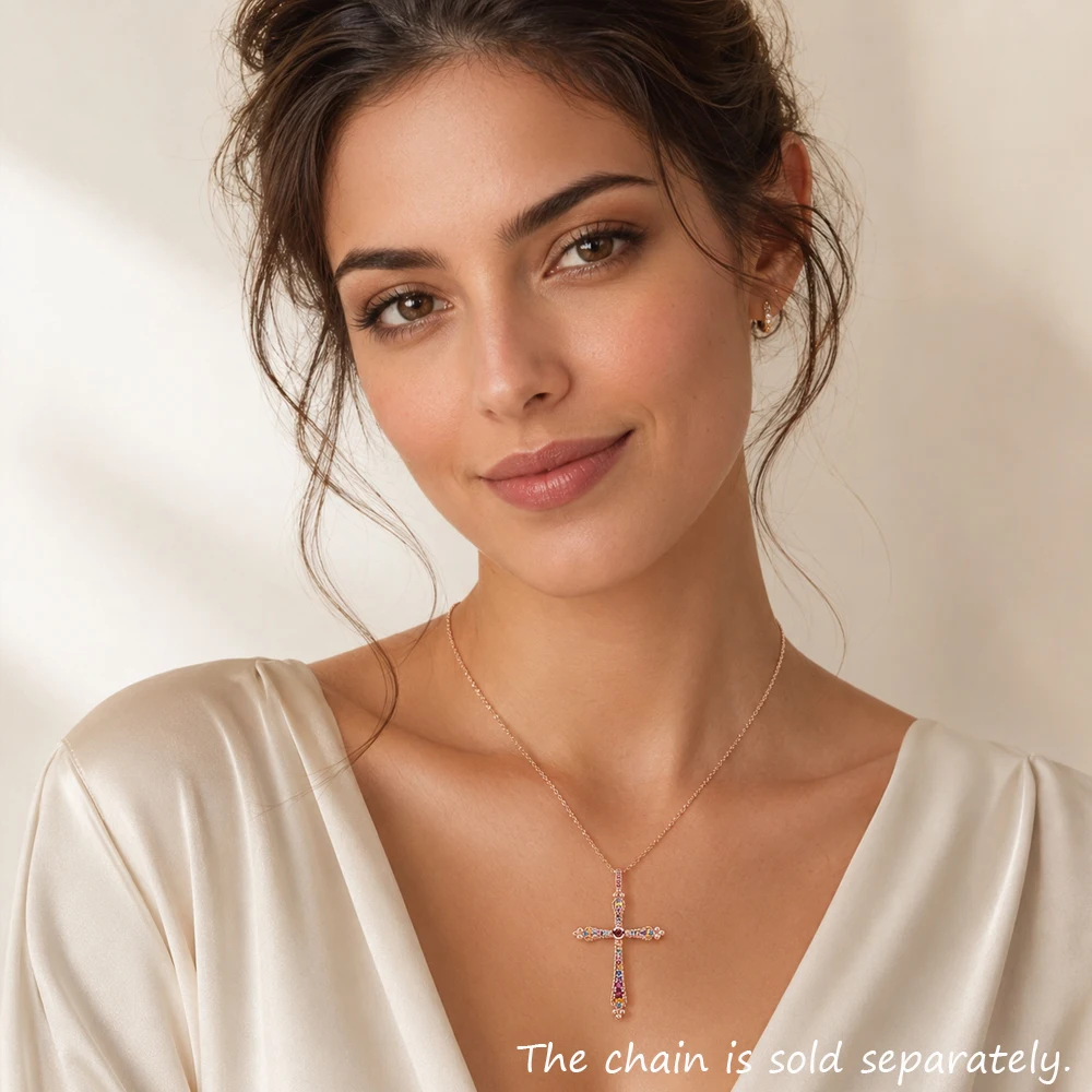 Pendant Royalty Cross Spring Bohemia Fine Jewelry Europe Style 925 Sterling Silver Rose Gold Color Soul Gift For Woman