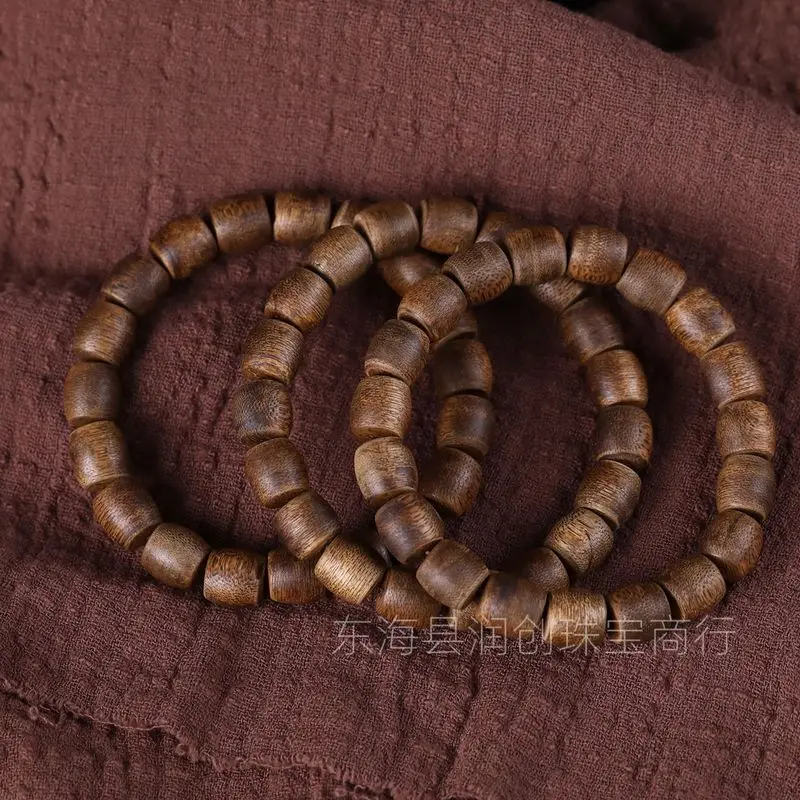 Vietnamese Nha Trang Agarwood Straight-Cut Bead , Unisex Wooden Buddhist Prayer Beads, Ethnic Style Bracelet Jewelry
