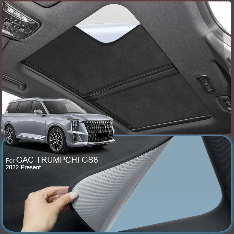 Car Suede Fabric Anti-uv Electrostatic Adsorption Sunroof Sunshade For GAC TRUMPCHI GS8 2022-2026 Auto Heat Insulation Skylight