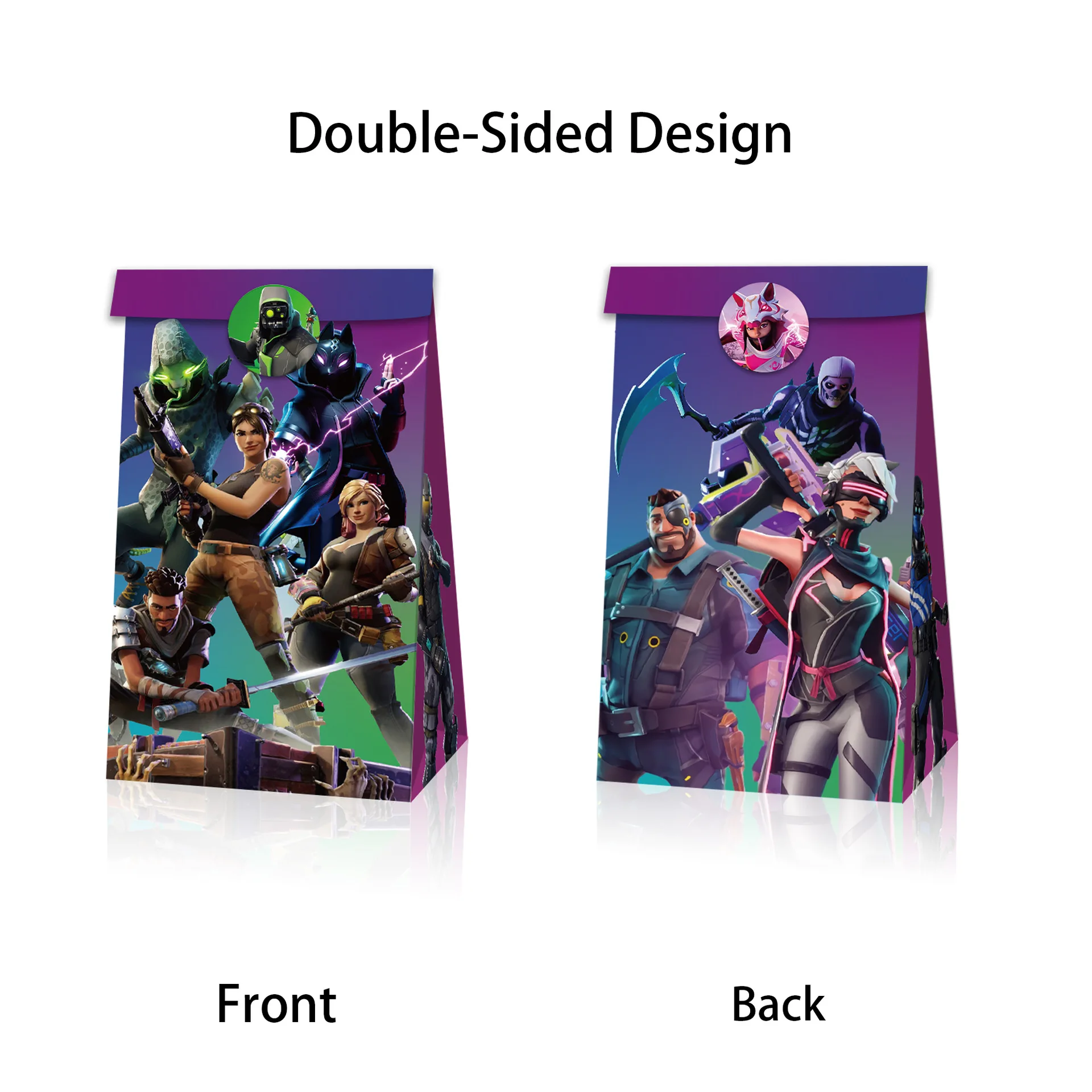 Fortnite Papierbox und Aufkleber Geburtstagsparty Snack-Süßigkeiten Kraftpapier Flache Verpackungstüten Keks-Kuchen-Aufbewahrungsbox Tragbare Geschenkbox – Detail 6
