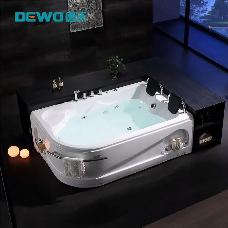 1.8m Large Double-Use Indoor Constant Temperature Heating Stainless Steel Modern Bath Tub Integrated Shelf Surging Massage