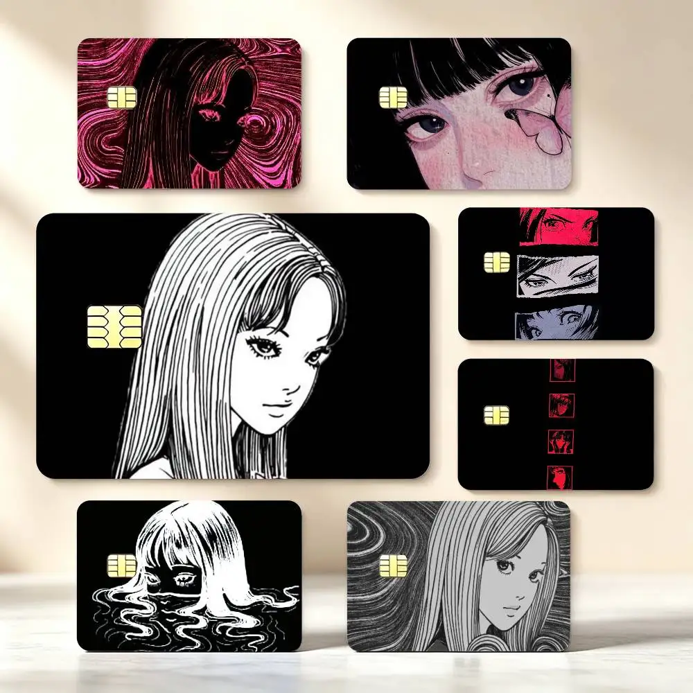 Comics J-Junji Ito T-Tomie High‑Res Game Chip Decals Credit Card Mini Waterproof Vinyl Ornament Useful Gift