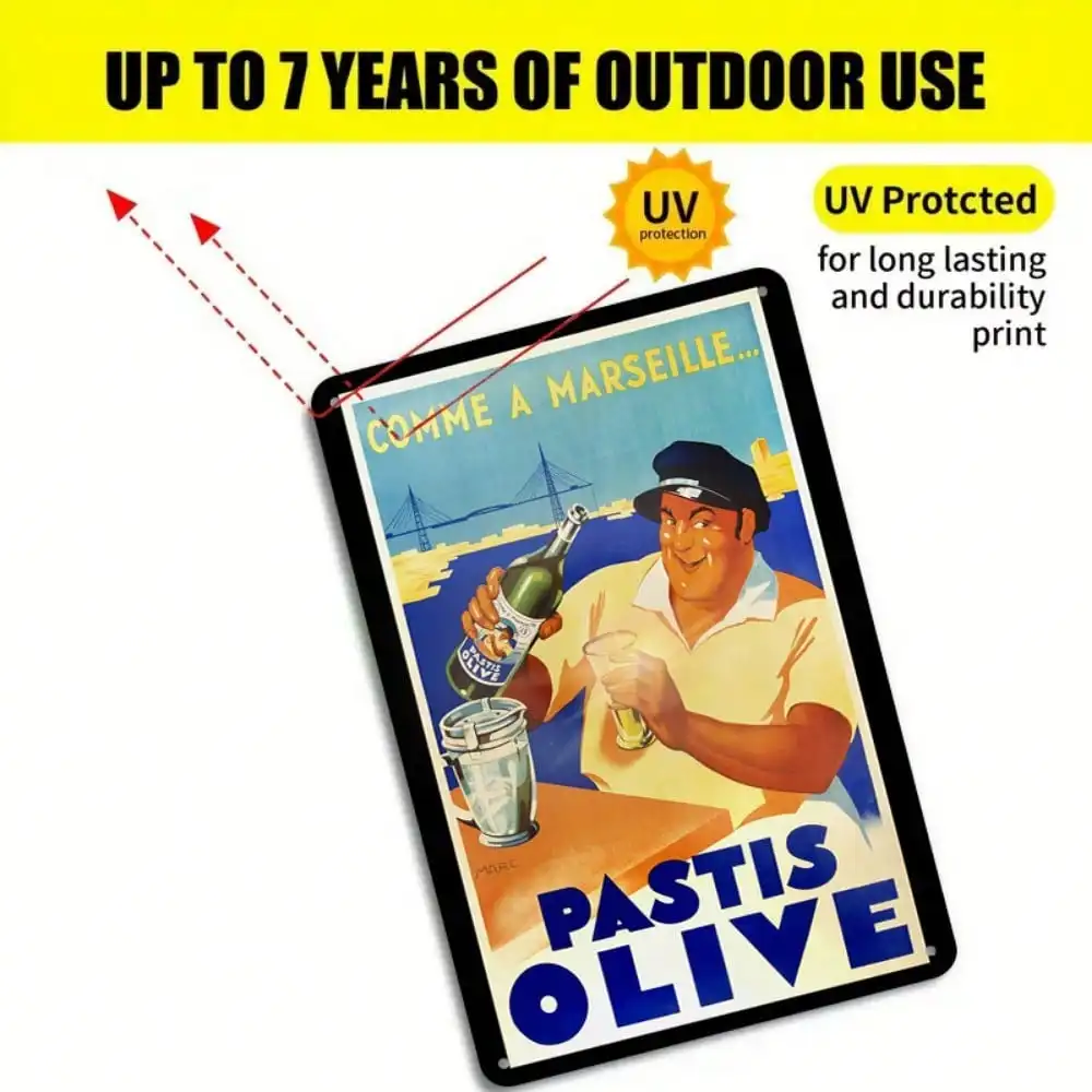 Винтажный синий художественный постер, 1 шт., настенное искусство в стиле ретро для бара и ресторана, 8x12 дюймов/20x30 см