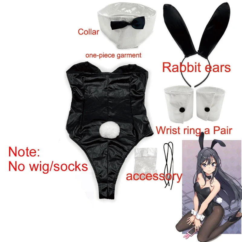 Bunny Girl Sakurajima Mai Cosplay Costume for Girls Halloween Funny Costume Black Stockings High Heels lenceria sensual mujer