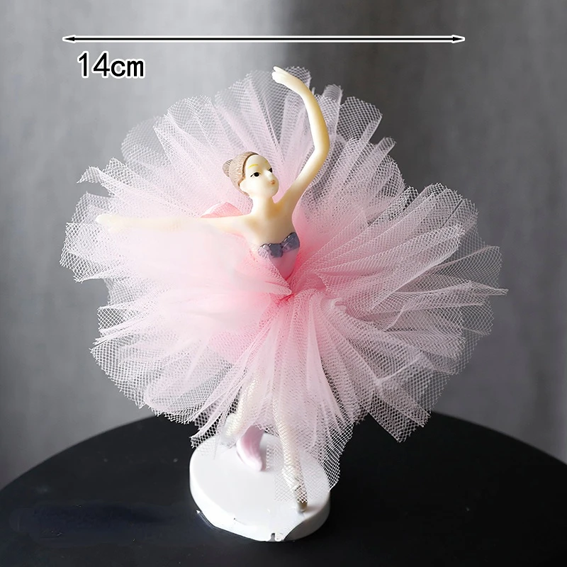 White Pink Ballet Girls Decoration Hook Ribbon Happy Birthday Cake Topper Wedding Bride for Party Supplies Baking Decor Gifts