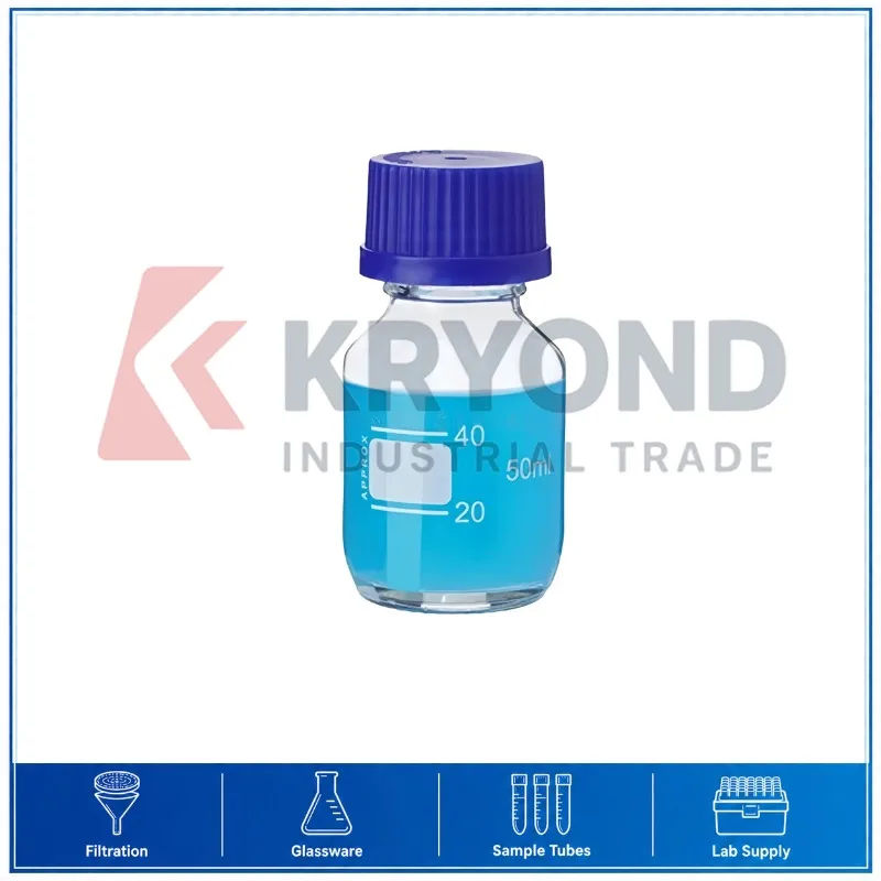 GL32 Glass Media Storage Bottle 50mL Screw Cap Pack of 3 Laboratory Reagent Container Research Application Use Series Model Sets